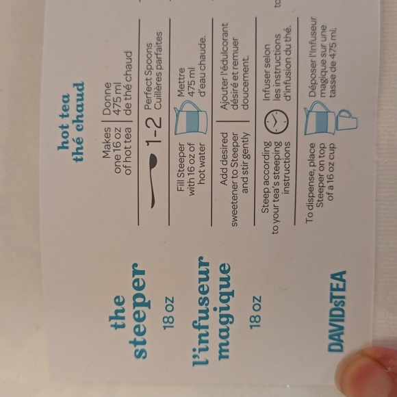 🫖 New David's Tea clear Steeper 18 oz NWT - Picture 6 of 10